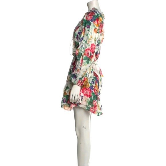 Zimmermann Allia Frill Short Floral Dress Size 4 - Picture 4 of 7